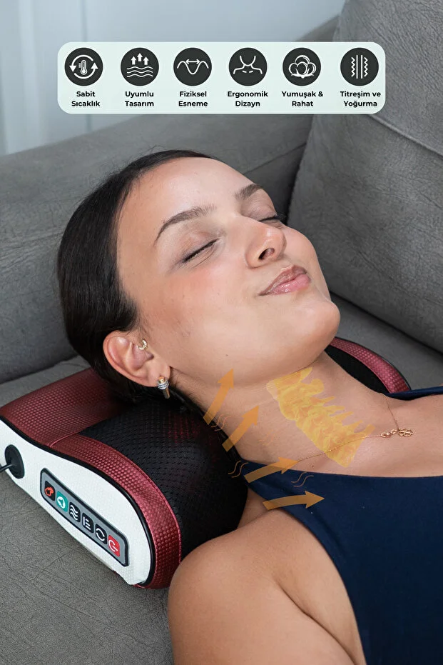 Elektrikli Boyun Bel Sırt Ovmalı Isıtmalı Yoğurmalı Çok Amaçlı Masaj Yastığı